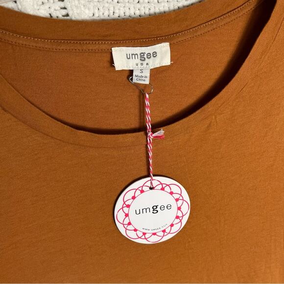 NWT UMGEE Orange White Ombre Michele Dress Cotton Linen Maxi Shirt Dress Boho - Picture 7 of 11